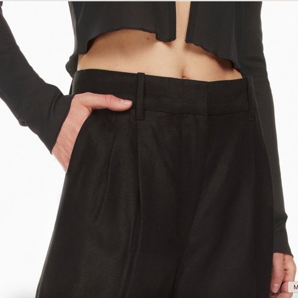 Aritzia Black Wide-Leg Trousers effortless linen - Picture 3 of 10